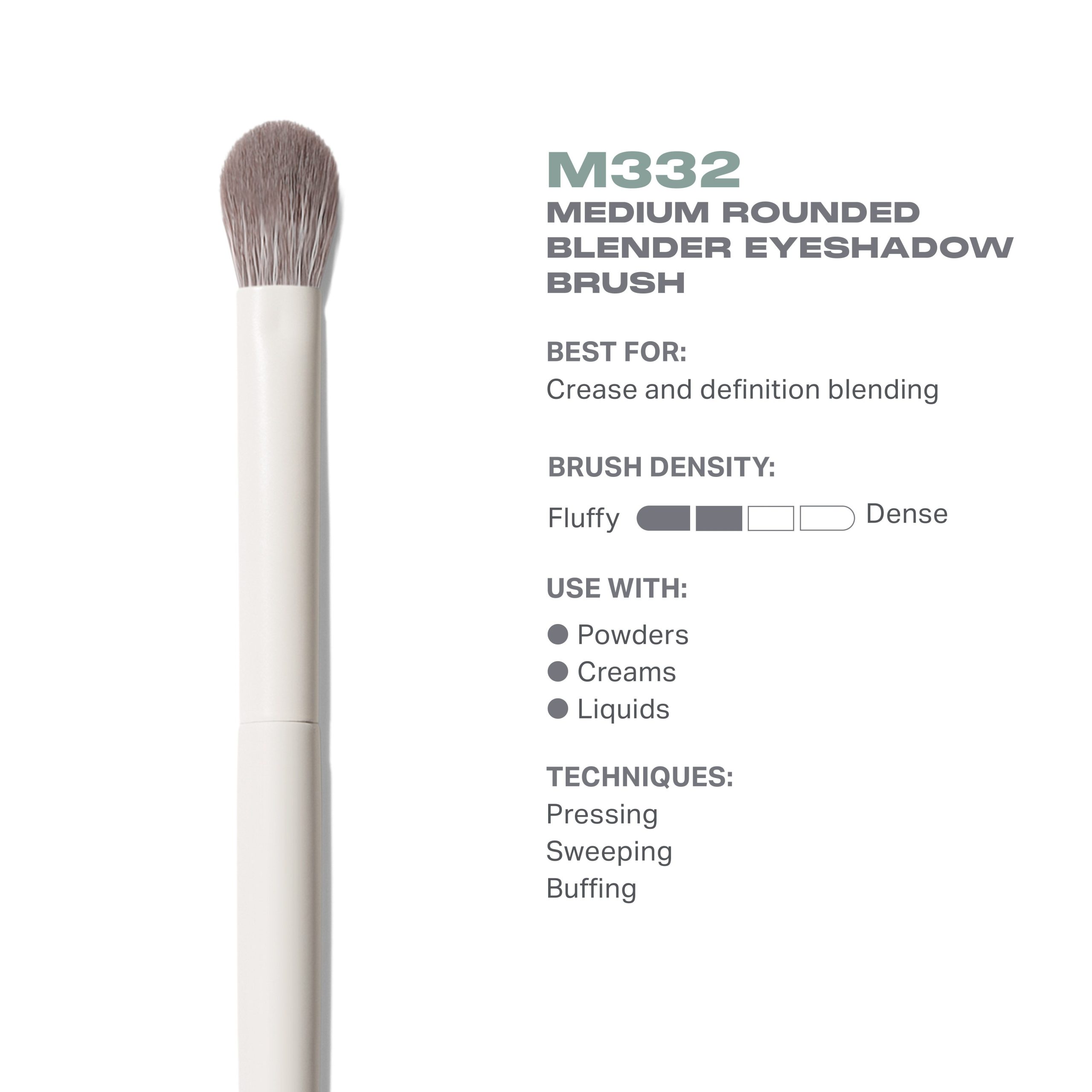 M332 Medium Rounded Blender Eyeshadow Brush - Image 3