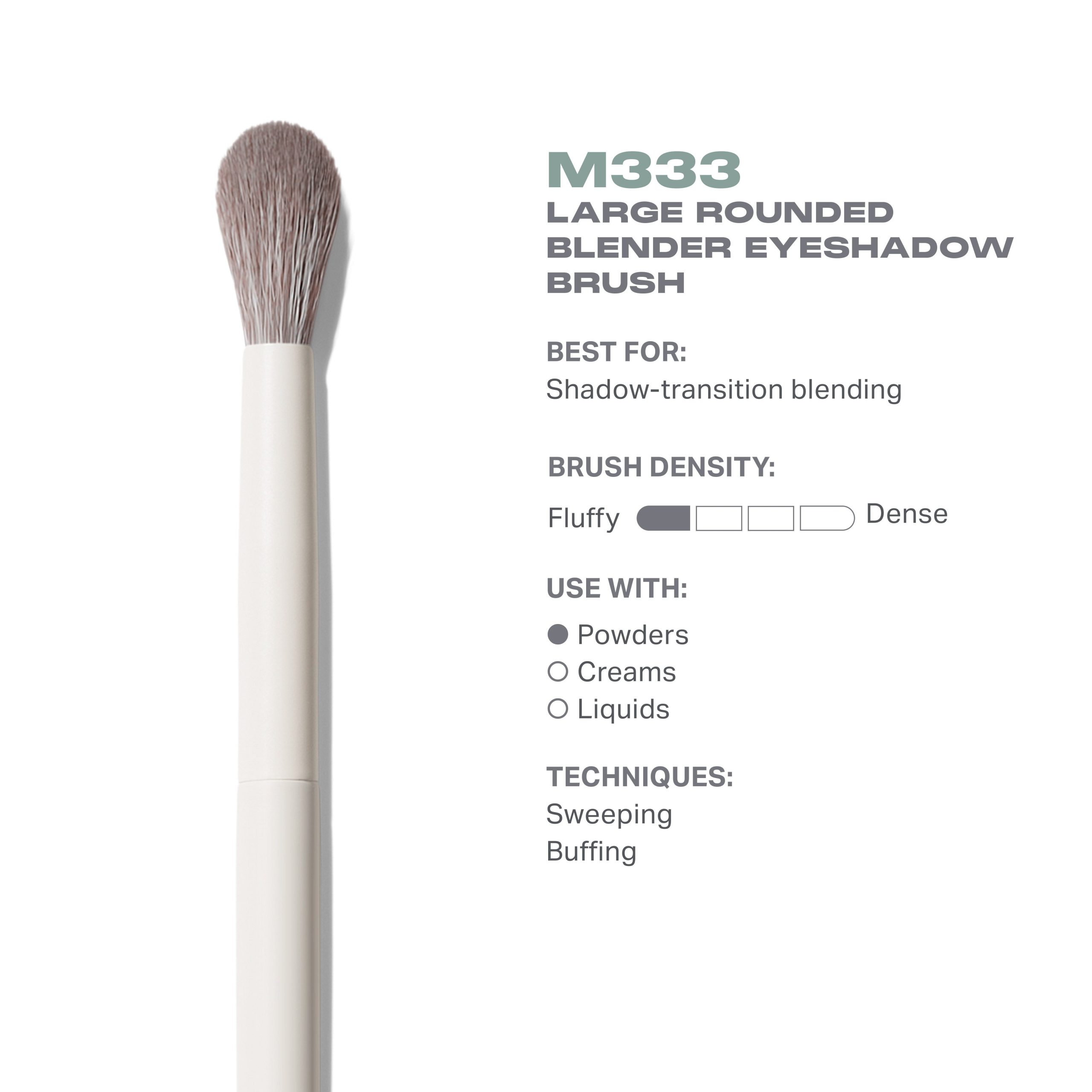 M333 Large Rounded Blender Eyeshadow Brush - Image 3