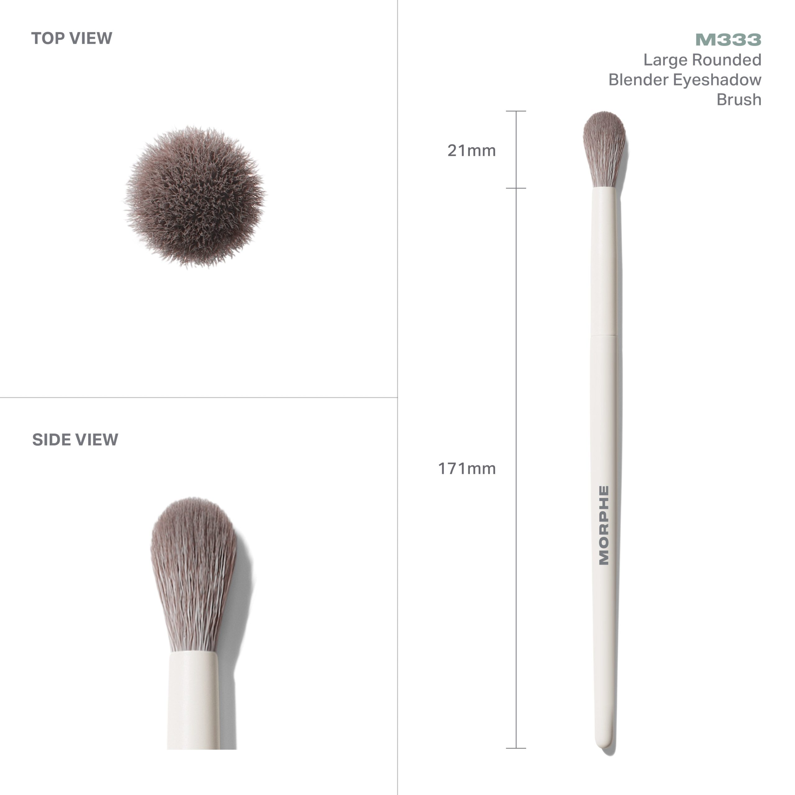 M333 Large Rounded Blender Eyeshadow Brush - Image 4